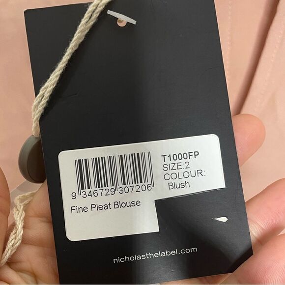 NWT NICHOLAS Blush Fine Pleat Blouse - Picture 13 of 15